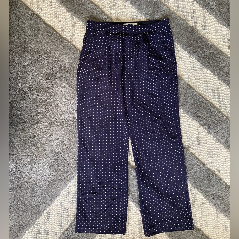 Joie Dicra Ankle Starburst Pants Womens Sz 2 Navy blue & White Lined Front Pleat